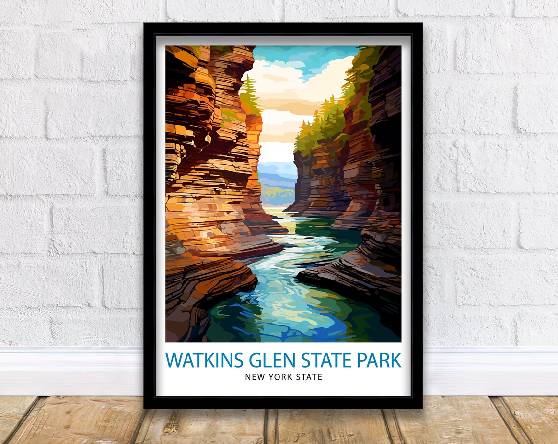 Watkins Glen State Park New York Gorge Landscape Travel Poster