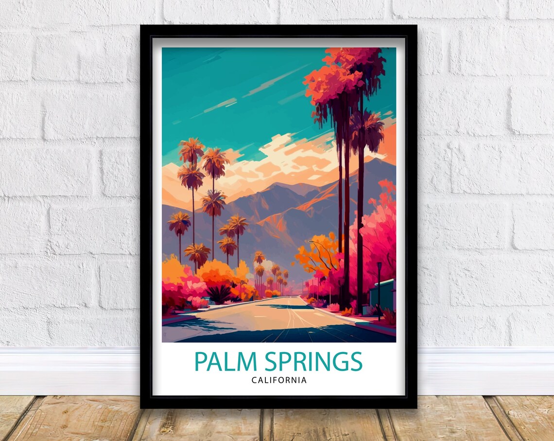 Palm Springs California Desert Palm Tree Mountain Street Poster