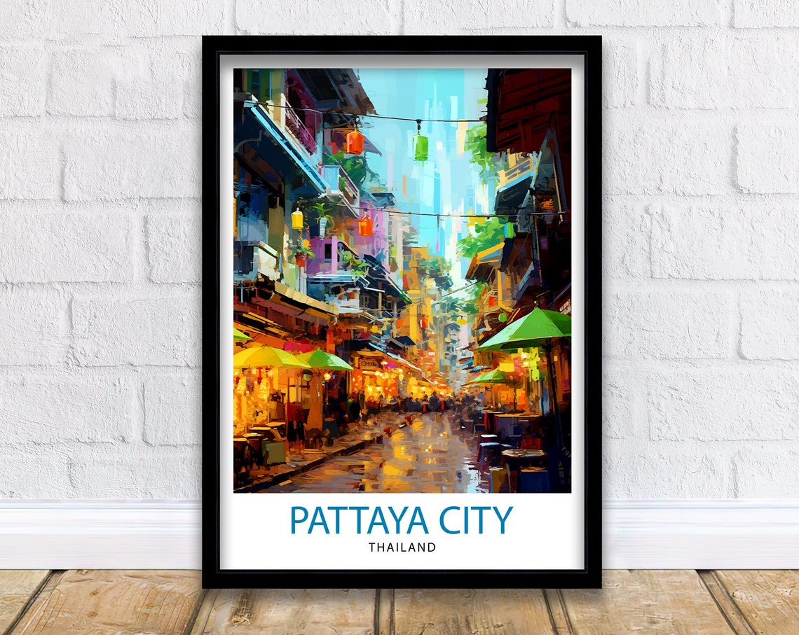 Pattaya City Thailand Travel Print Pattaya Wall Decor Pattaya Poster Thailand Travel Prints Pattaya Art Print Pattaya Illustration