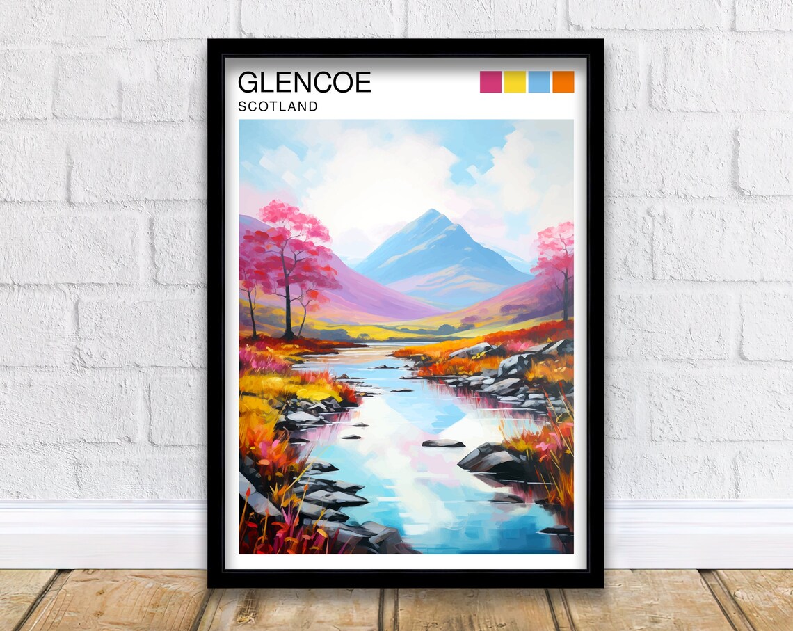 Glencoe Scotland Landscape Travel Poster