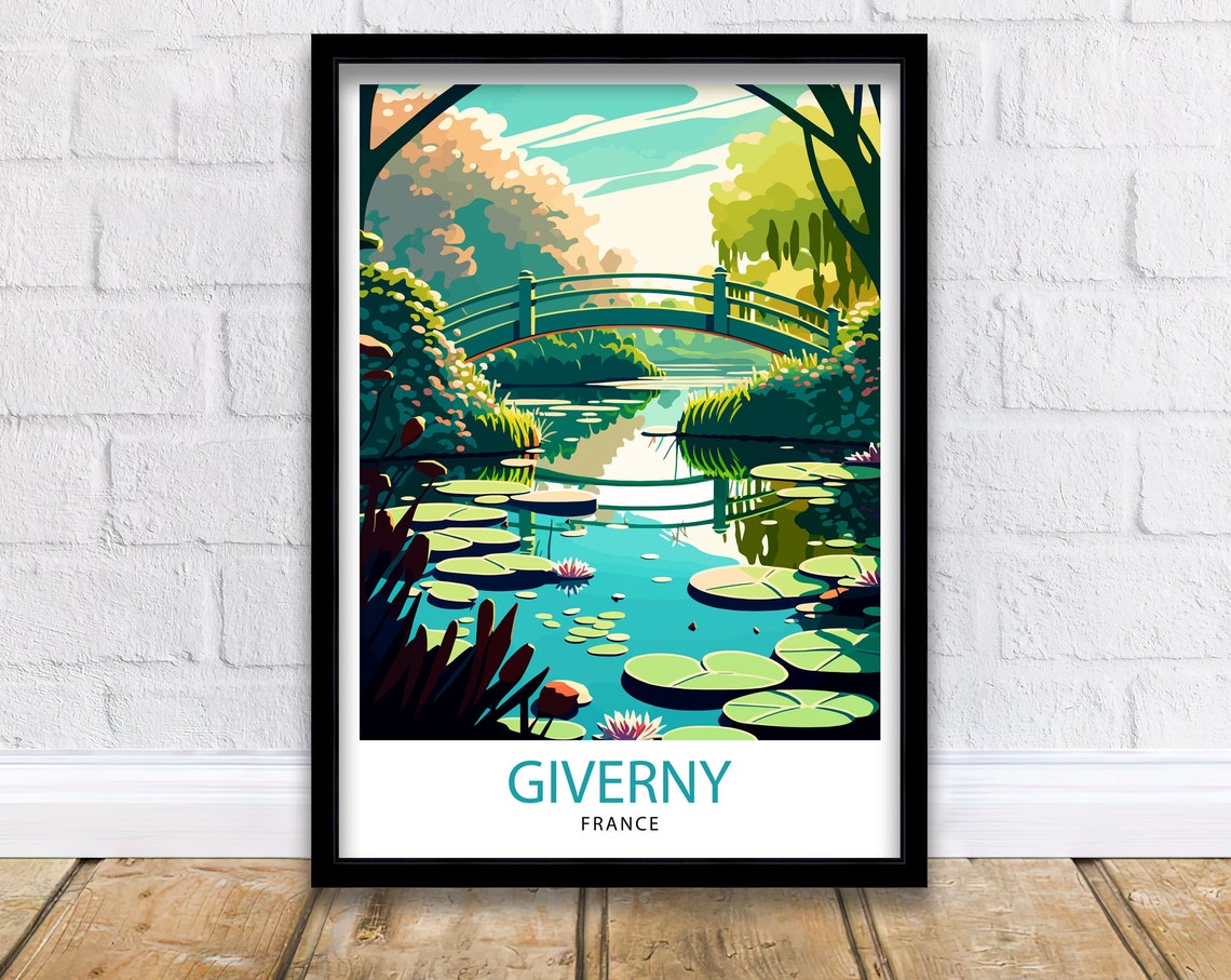 Giverny France Travel Print Giverny Wall Decor Giverny Home Living Decor Giverny France Illustration Travel Poster Gift For Giverny France