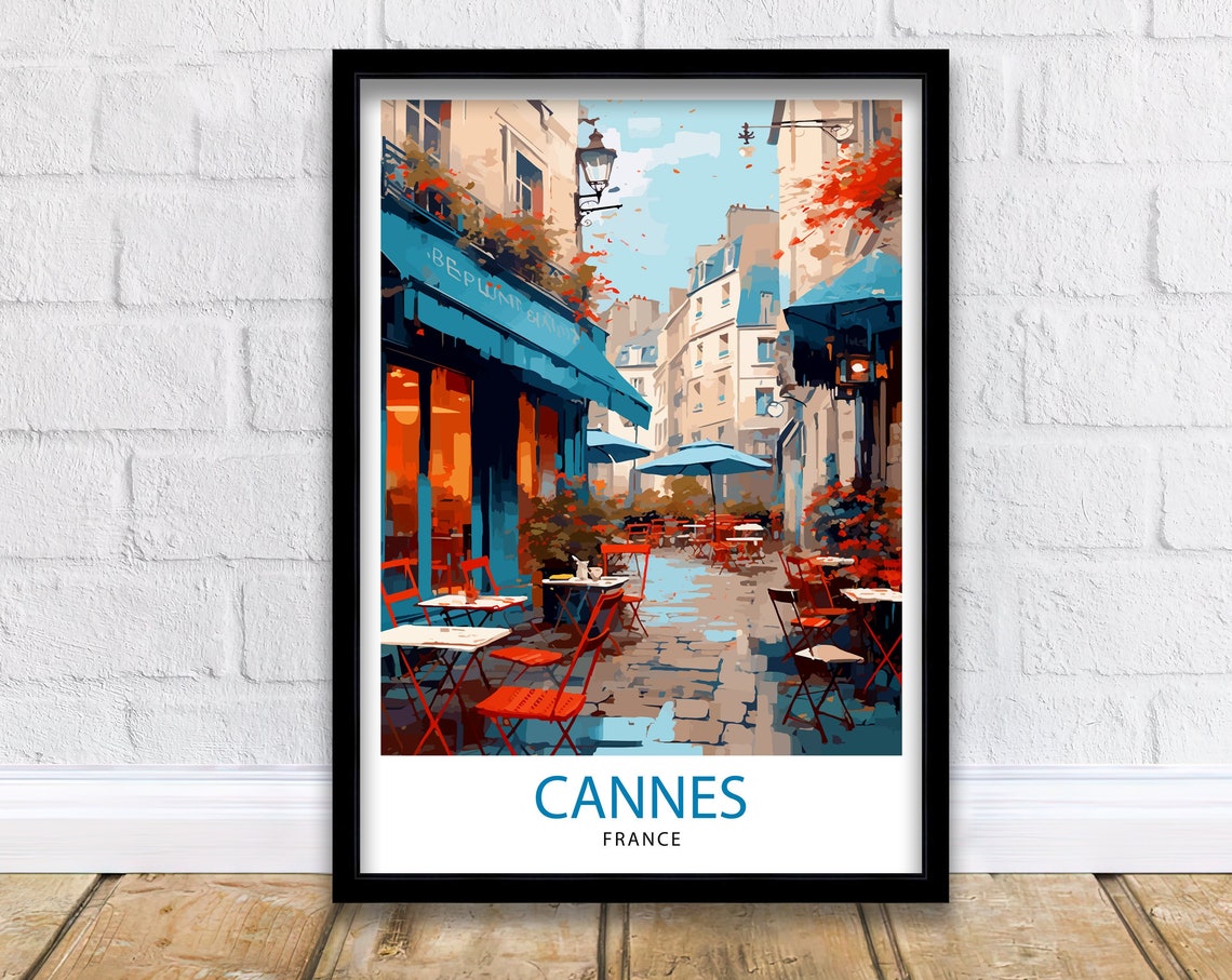 Cannes France Travel Print Cannes Wall Decor Cannes Poster French Riviera Travel Prints Cannes Art Print Cannes Illustration