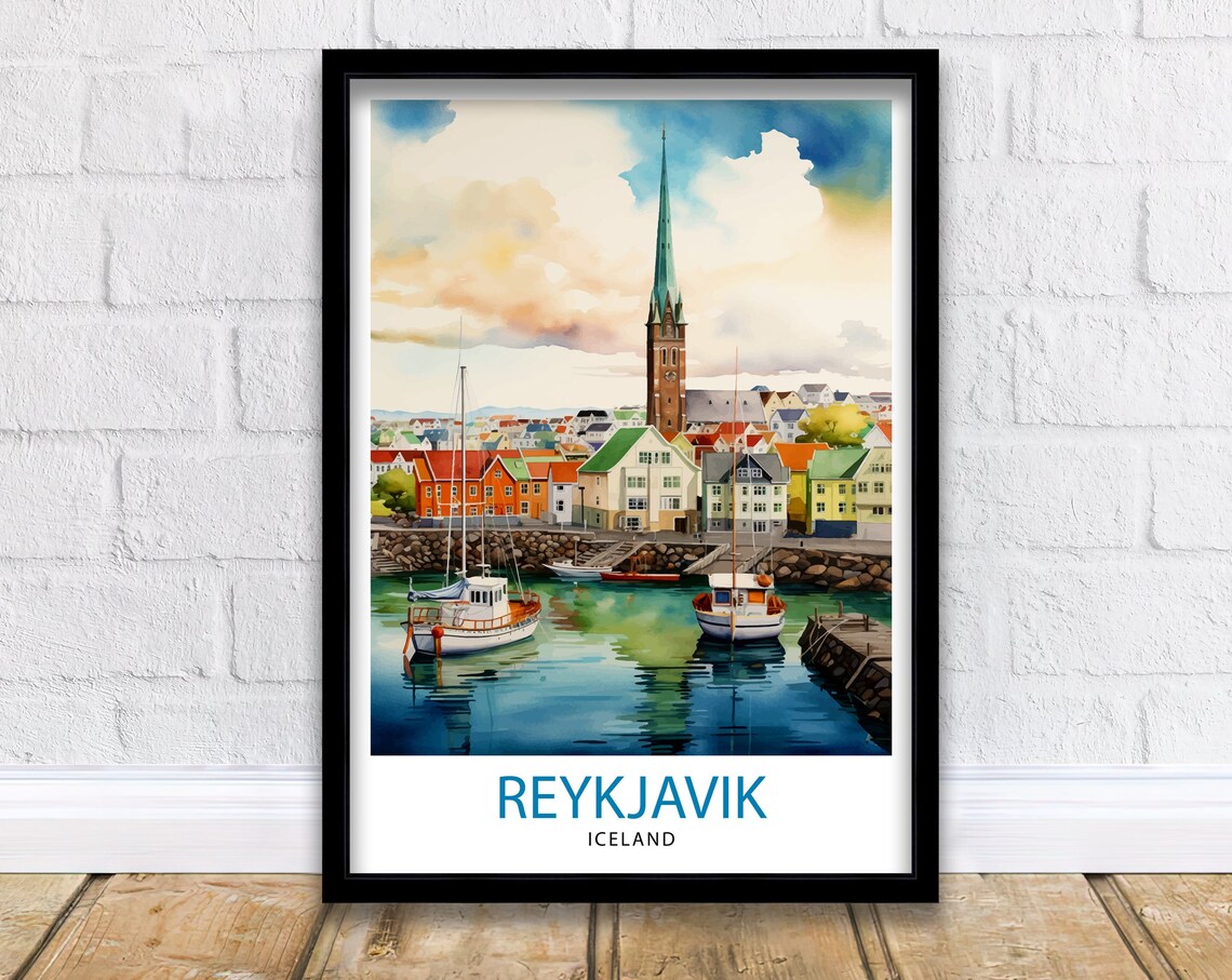 Reykjavik Iceland Travel Poster, Iceland Wall Decor