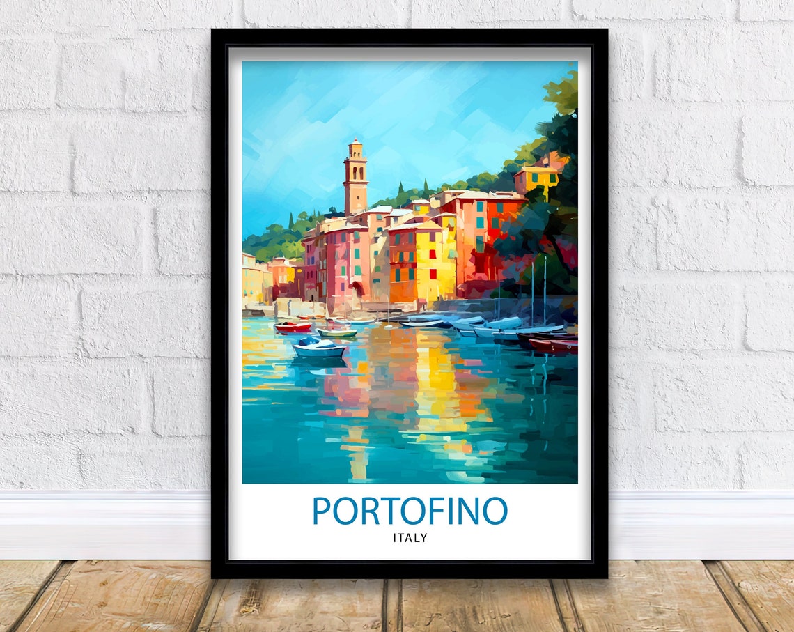 Portofino Italy Travel Print Portofino Wall Decor Portofino Poster Italy Travel Prints Portofino Art Print Portofino Illustration Portofino