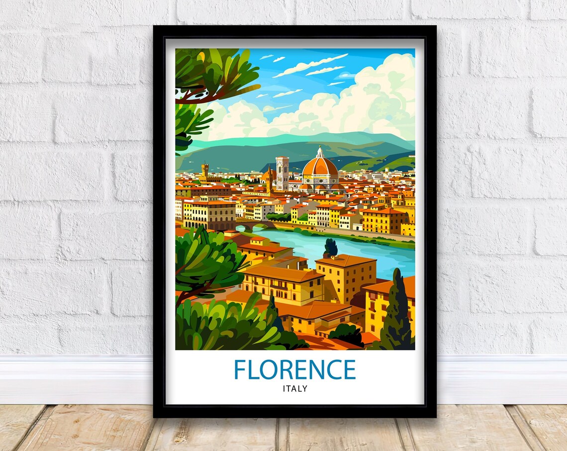 Florence Italy Duomo Cathedral Arno River Tuscan Panorama Poster