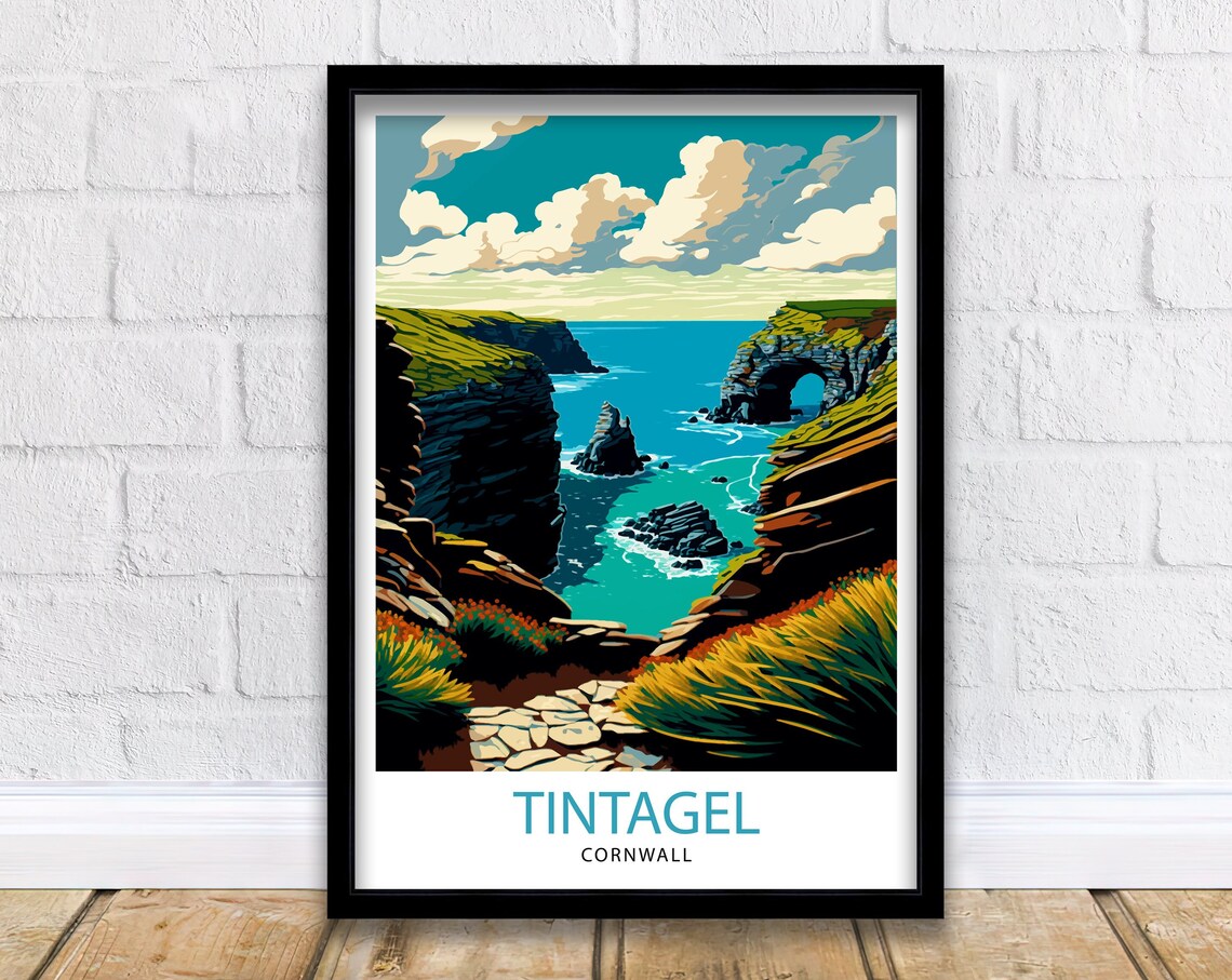 Tintagel Cornwall Travel Poster, UK Home Decor