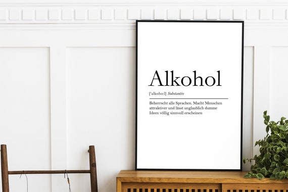 Definition Of Alcohol Funny Poster For The Kitchen Print Wall Art