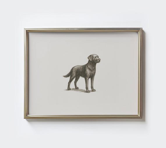 Labrador Sketch Print Minimalist Dog Portrait Farmhouse Style