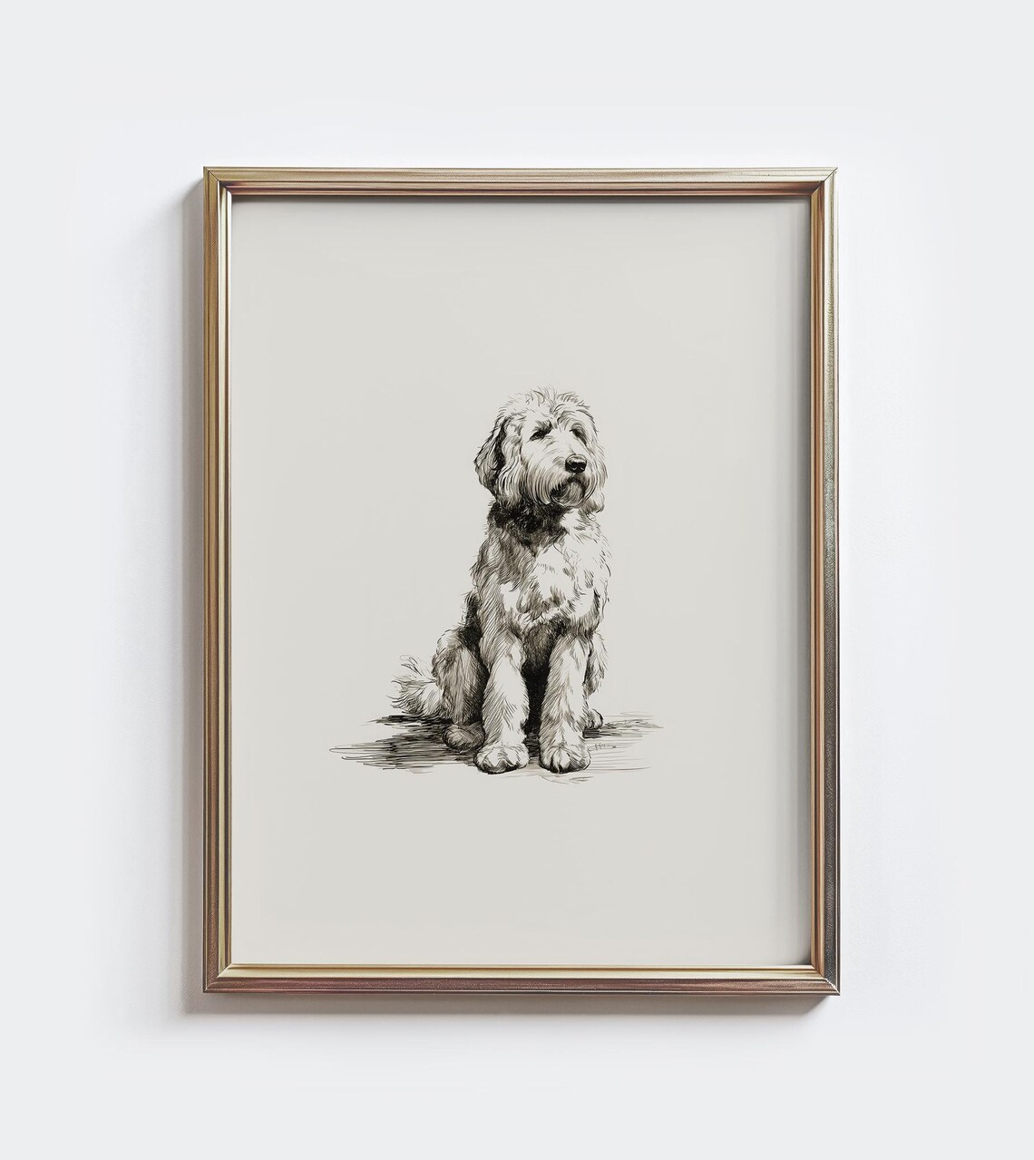 Goldendoodle Sketch Print, Vintage Farmhouse Decor