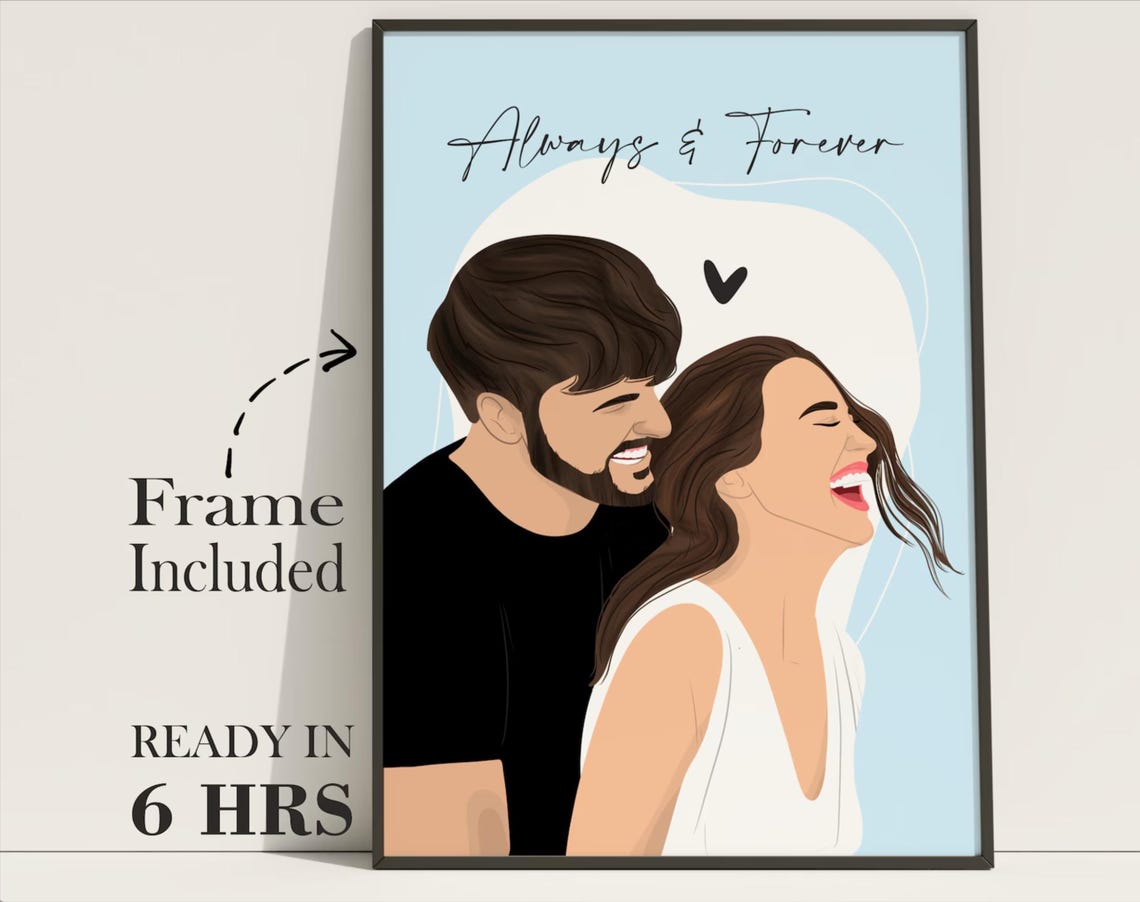 Always and Forever Faceless Couple Illustration Portrait Poster