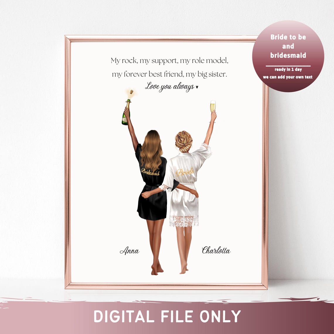 Bride And Bridesmaid Robe Champagne Toast Anna Charlotta Poster