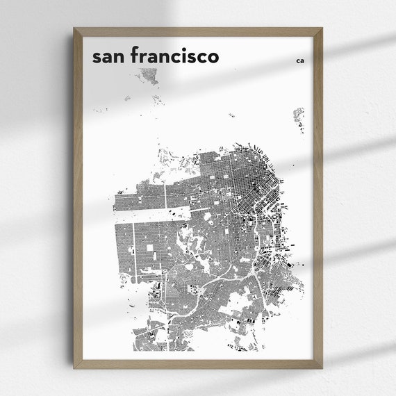 San Francisco City Map Sf Street Gift For Him Her Instant