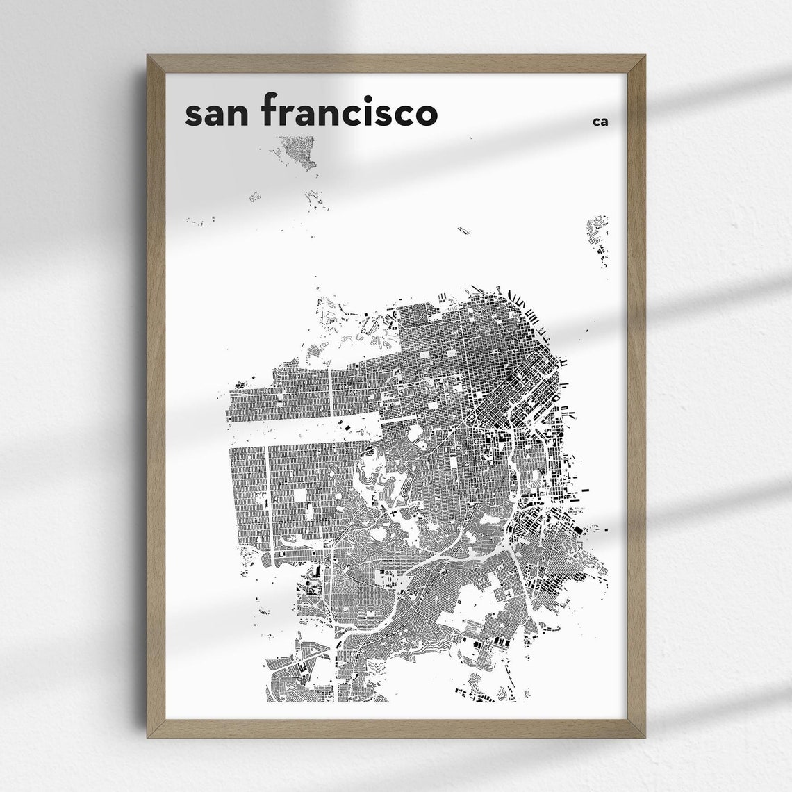 San Francisco Street Map Minimalist Black and White Wall Poster