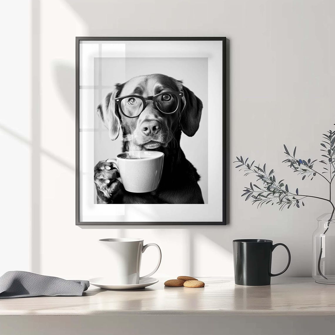 Chesapeake Bay Retriever with Glasses Holding Coffee Funny Poster - Image 2