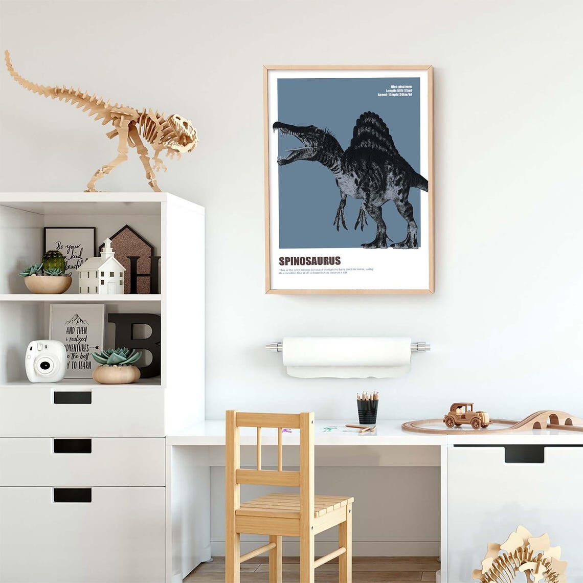 Spinosaurus Educational Dinosaur Facts Kids Nursery Decor Poster - Image 2