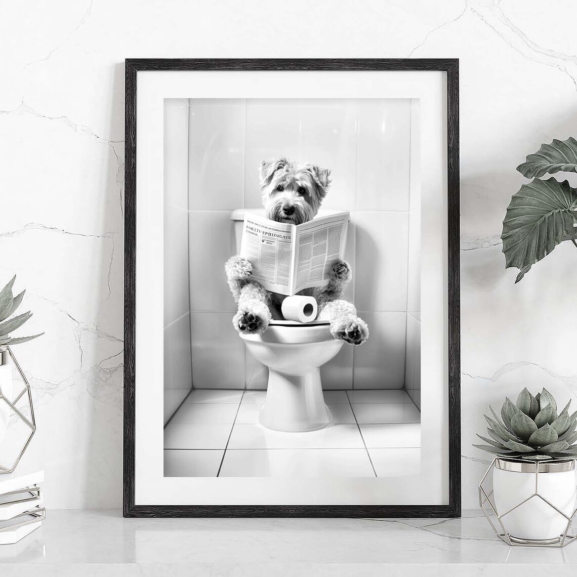 Soft Coated Wheaten Terrier Funny Bathroom Art Print - Image 2