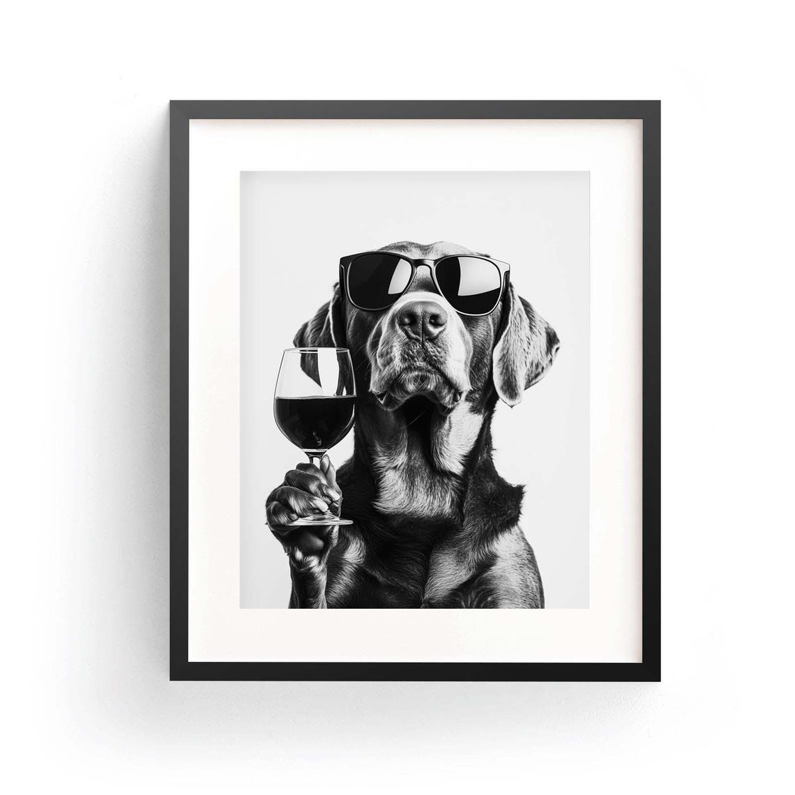 Chesapeake Bay Retriever in Sunglasses Holding Wine Glass Funny Poster