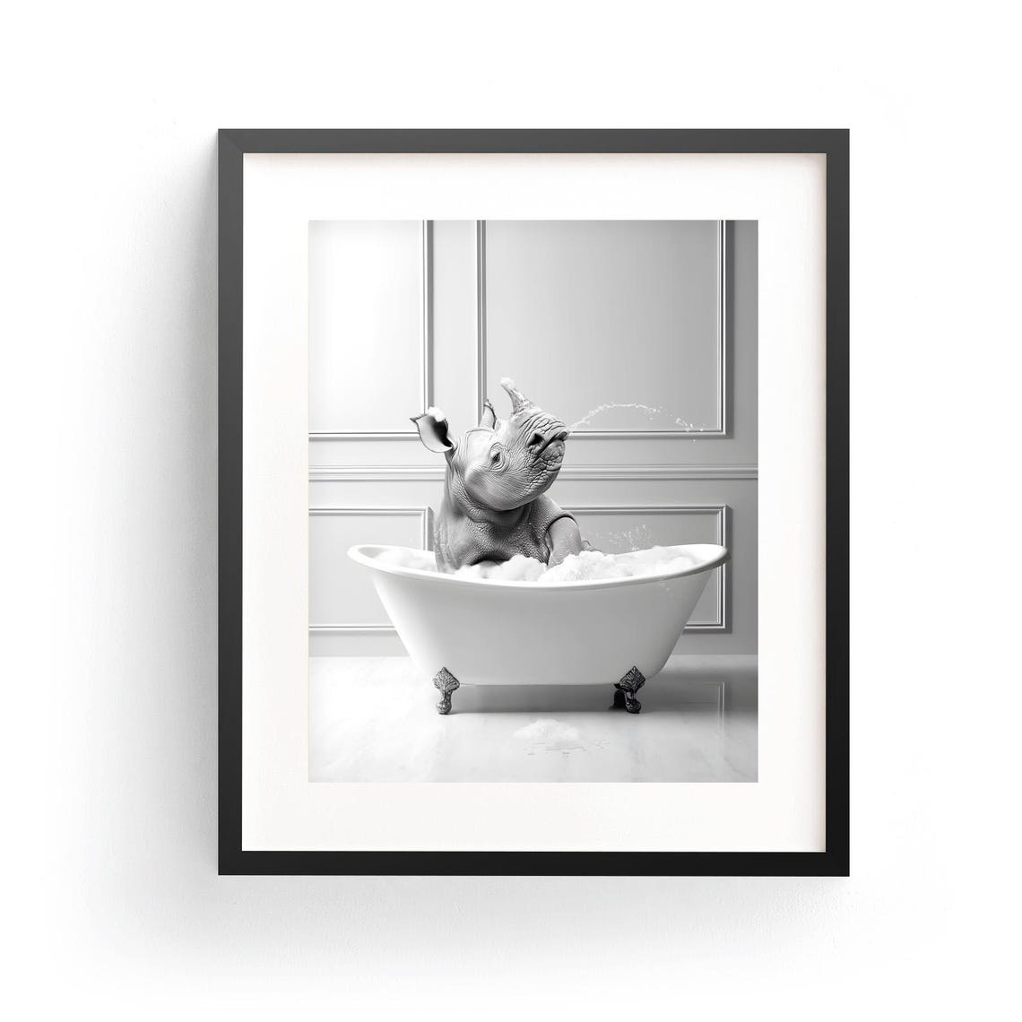 Rhino Wall Art Adorable Rhino Cute Rhino Bathtub Rhinoceros Decor Bathroom Wall Art Rhino Art Print Wild Animal Print Funny Rhino Poster