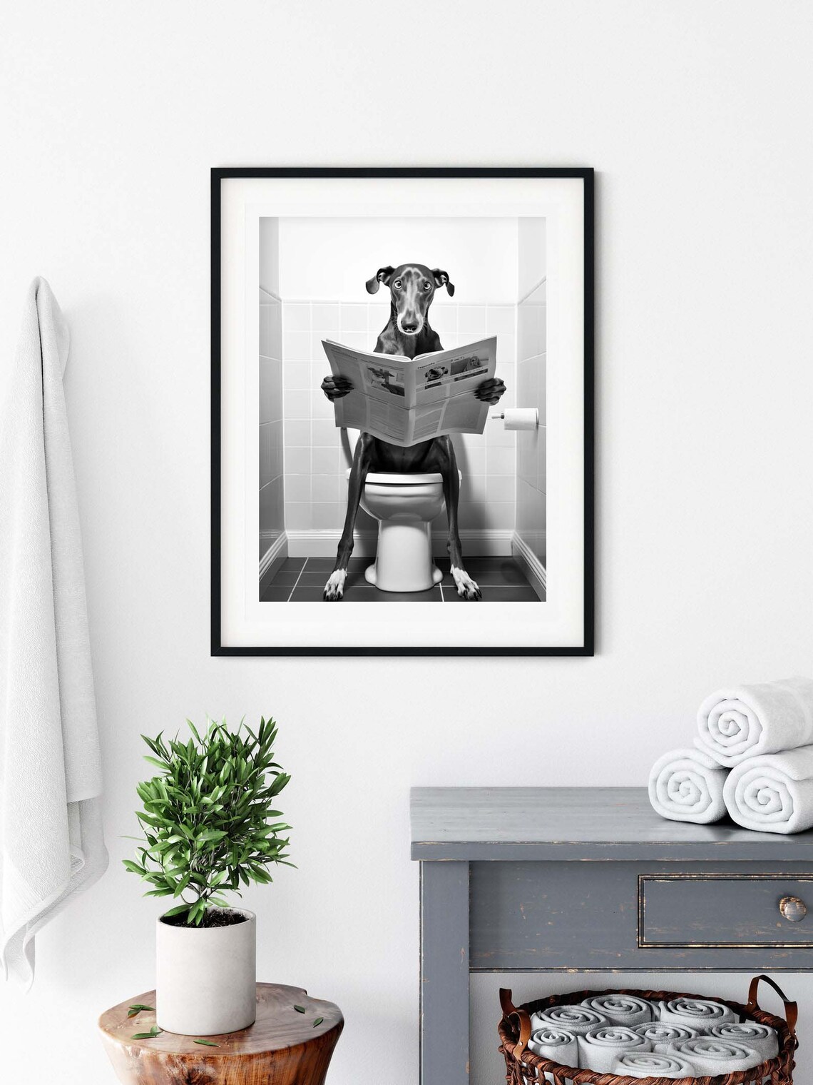 Greyhound Bathroom Humor Art Print, Nursery Decor - Image 3