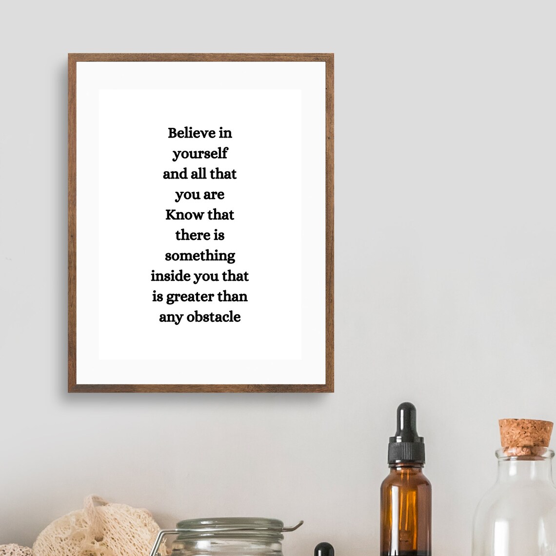 Believe In Yourself Inspirational Quote Minimalist Black Text Wall Poster - Image 2