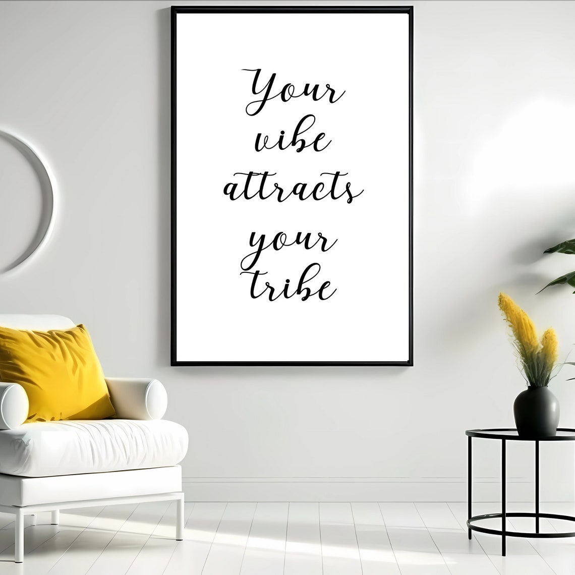 Your Vibe Attracts Your Tribe Calligraphy Script Positive Quote Poster - Image 4