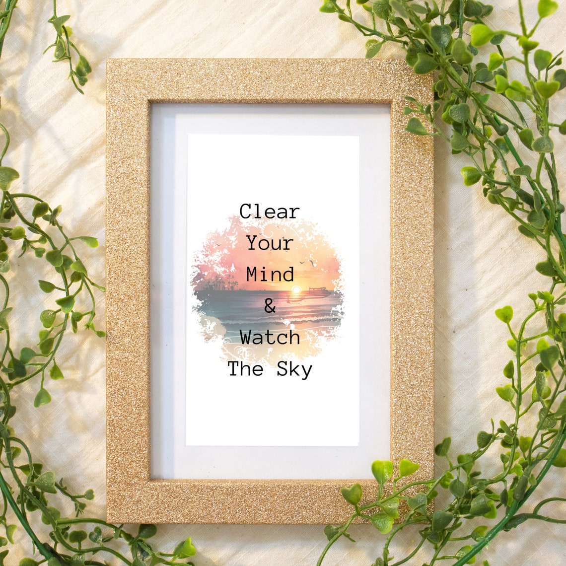 Clear Your Mind Watch The Sky Wall Art Quote Wall Art Inspirational Quotes
