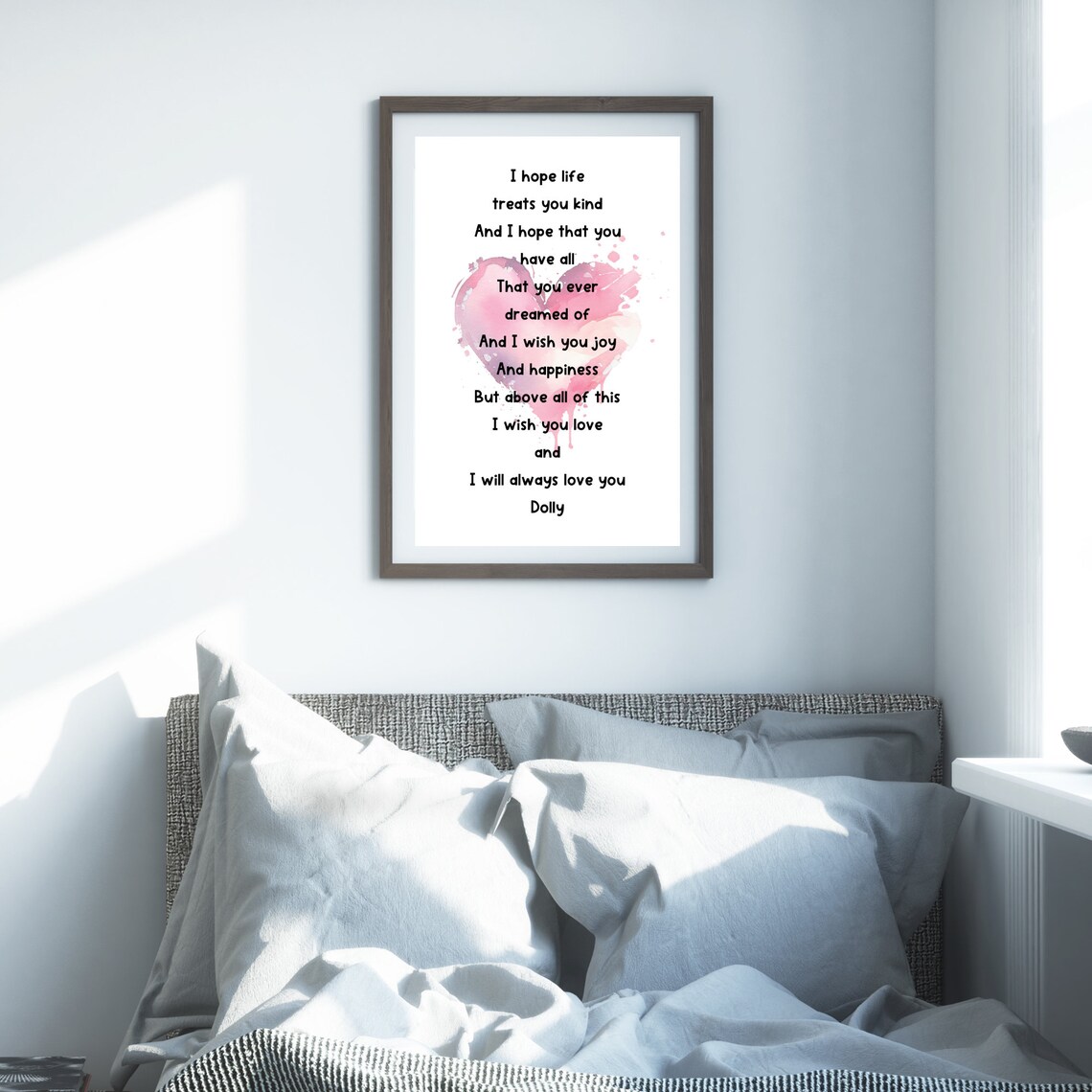 I Will Always Love You Song Lyrics Pink Heart Watercolor Music Poster - Image 2