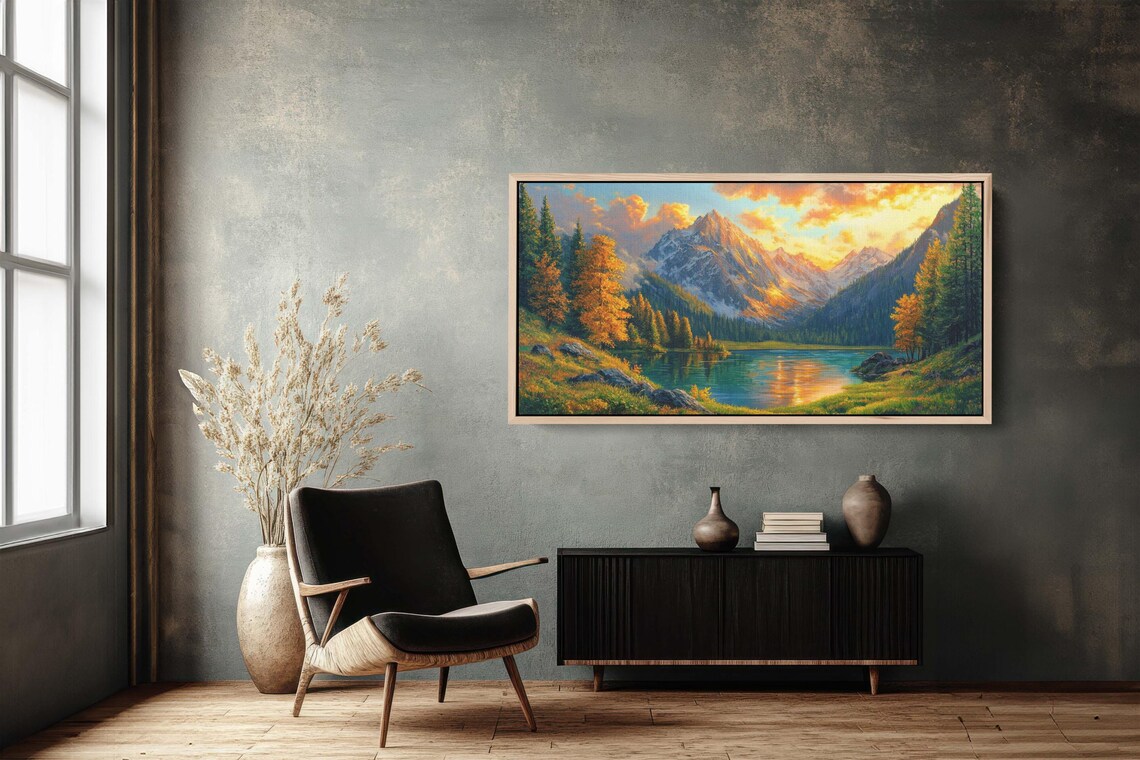 Fall Mountains Mountain Lake Nature Art Print - Image 3