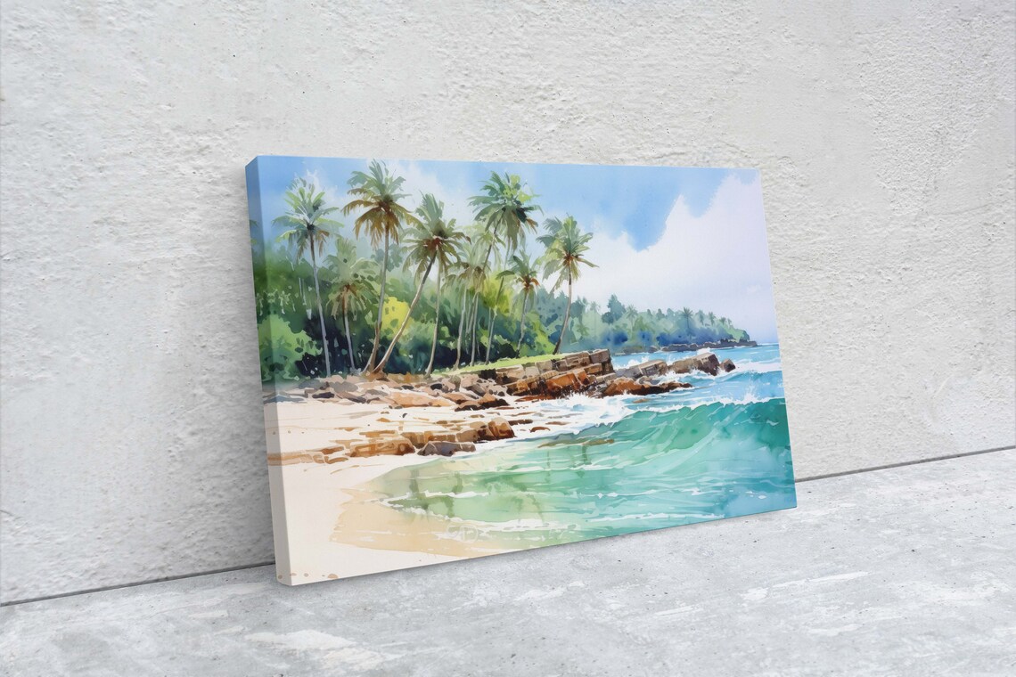 Ocean Beach Watercolor Art Print, Hawaii - Image 2