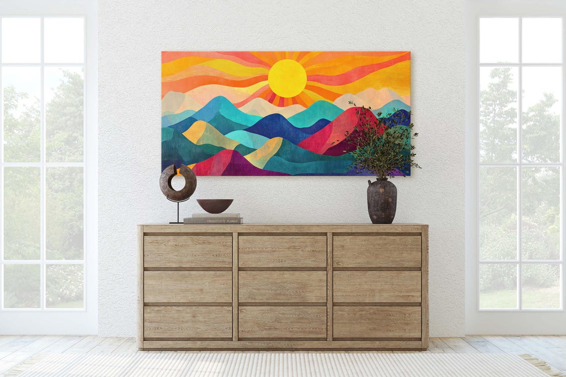 Minimalist Mountain Landscape Art Print - Image 2