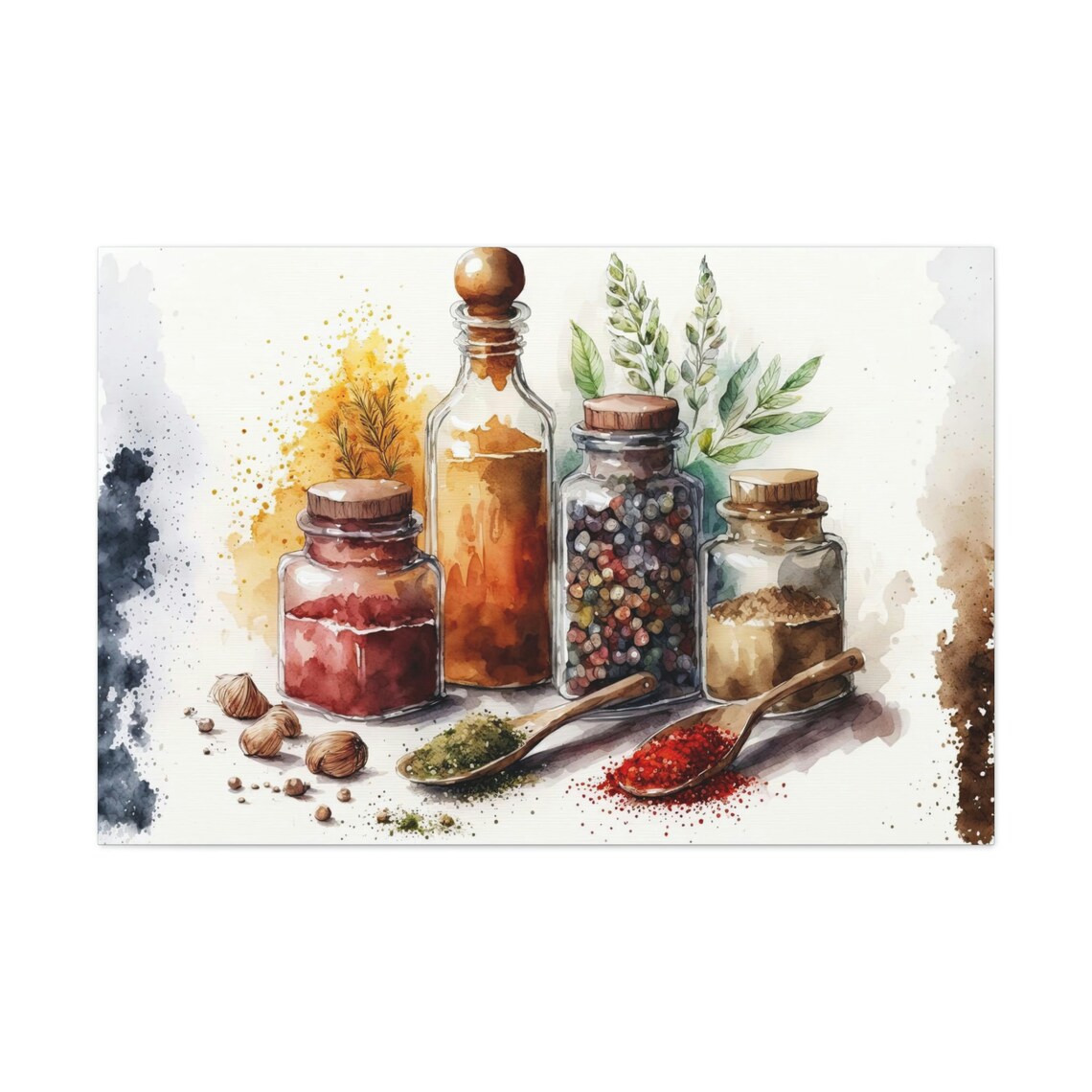 Watercolor Spices Kitchen Cooking Wall Art Print