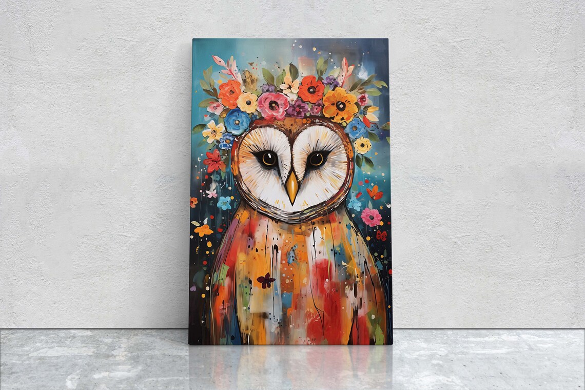 Barn Owl Modern Colorful Contemporary Art Print