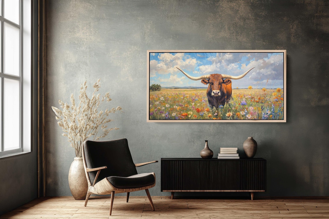 Texas Longhorn Cattle, Farmhouse Decor Art Print - Image 3
