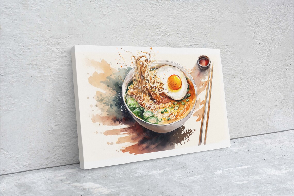 Ramen Watercolor Art Print, Japanese Food Dining Decor - Image 2