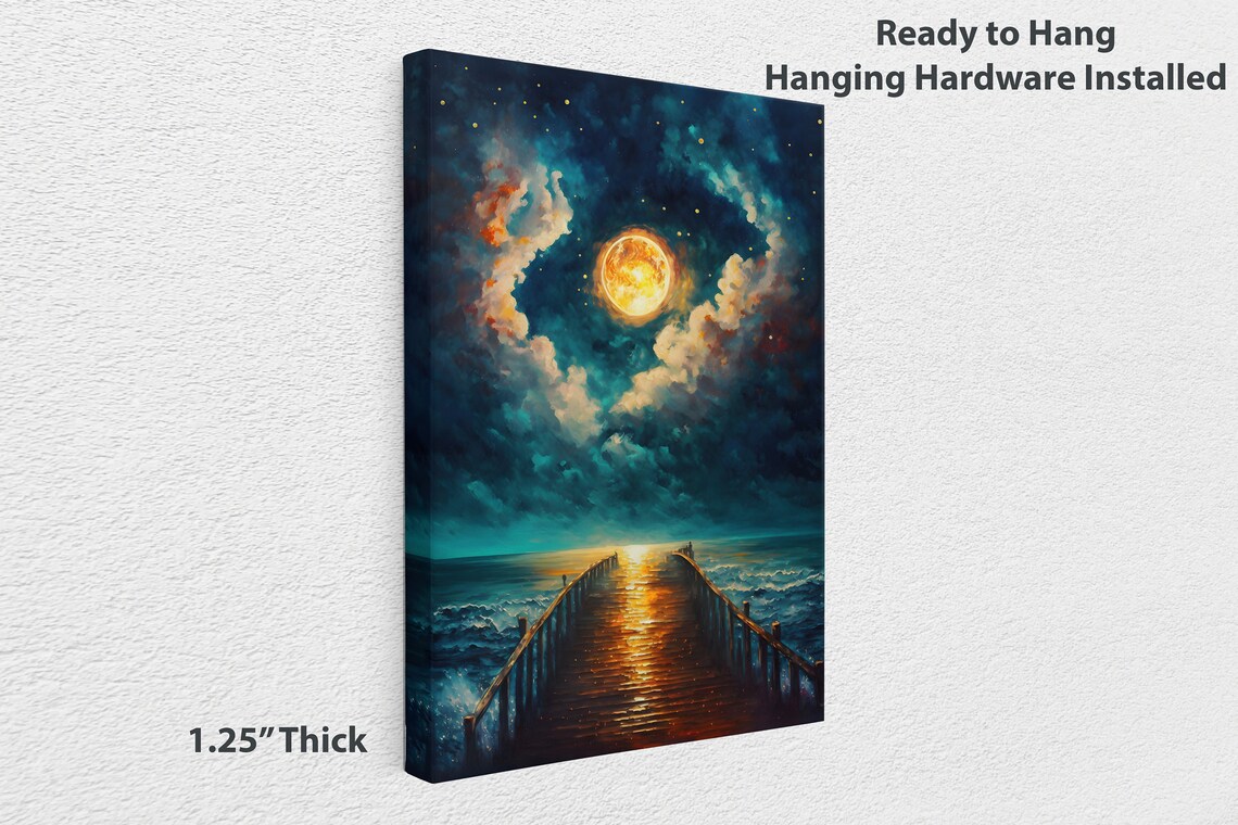 Moonlit Pier Wall Art Print - Image 3