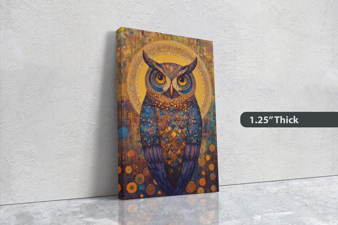 Owl Celestial Folk Art, Whimsical Cottagecore - Image 3