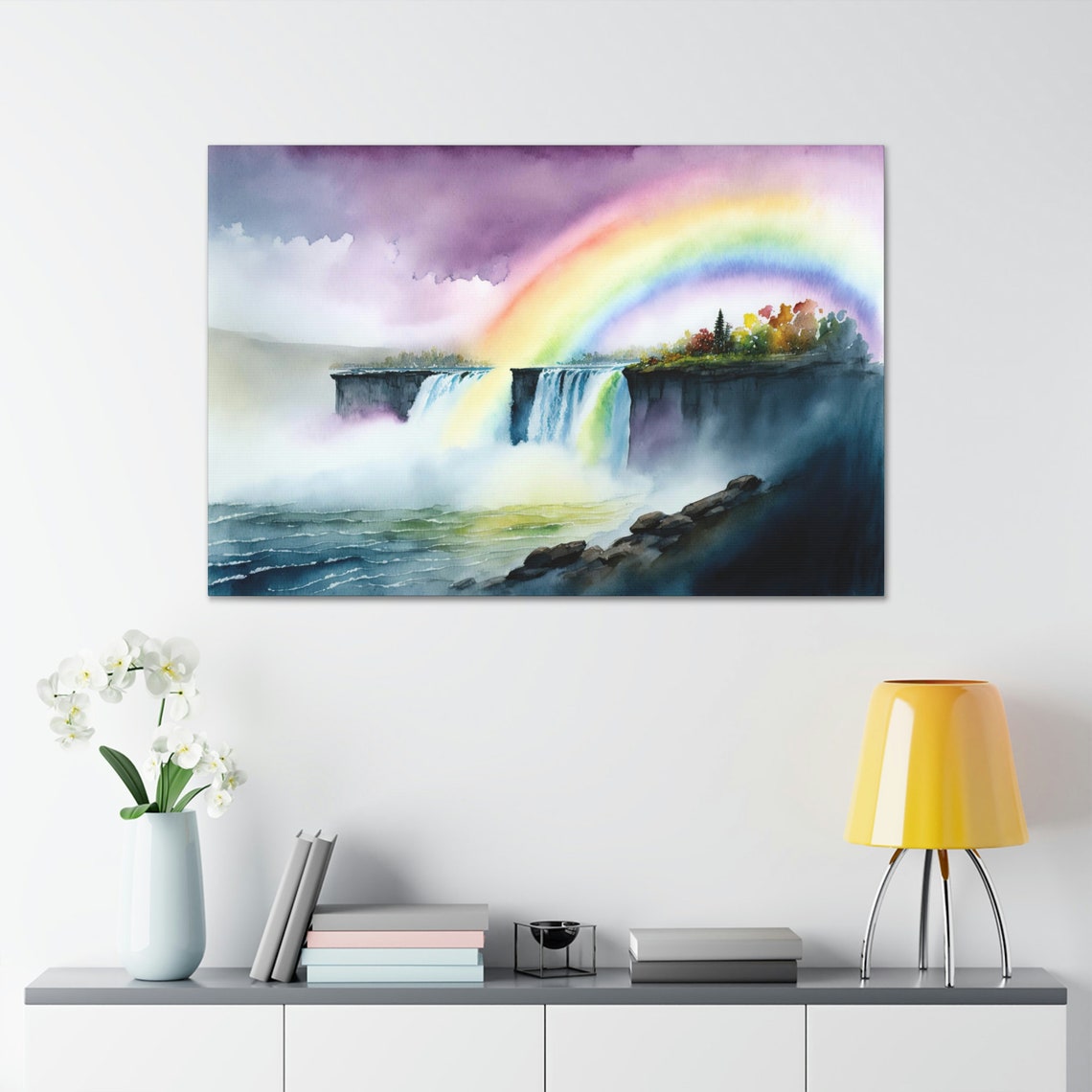 Watercolor Rainbow Waterfall Art Print - Image 2