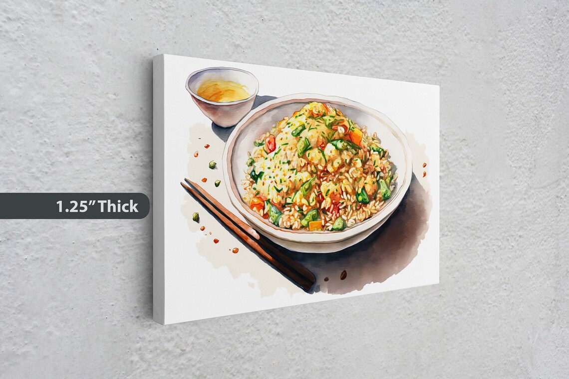 Fried Rice Watercolor Art Print, Chinese Cuisine - Image 3