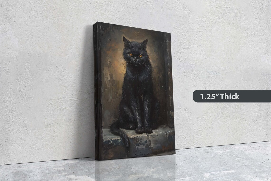 Ominous Cat Stare, Gothic Halloween Decor - Image 3