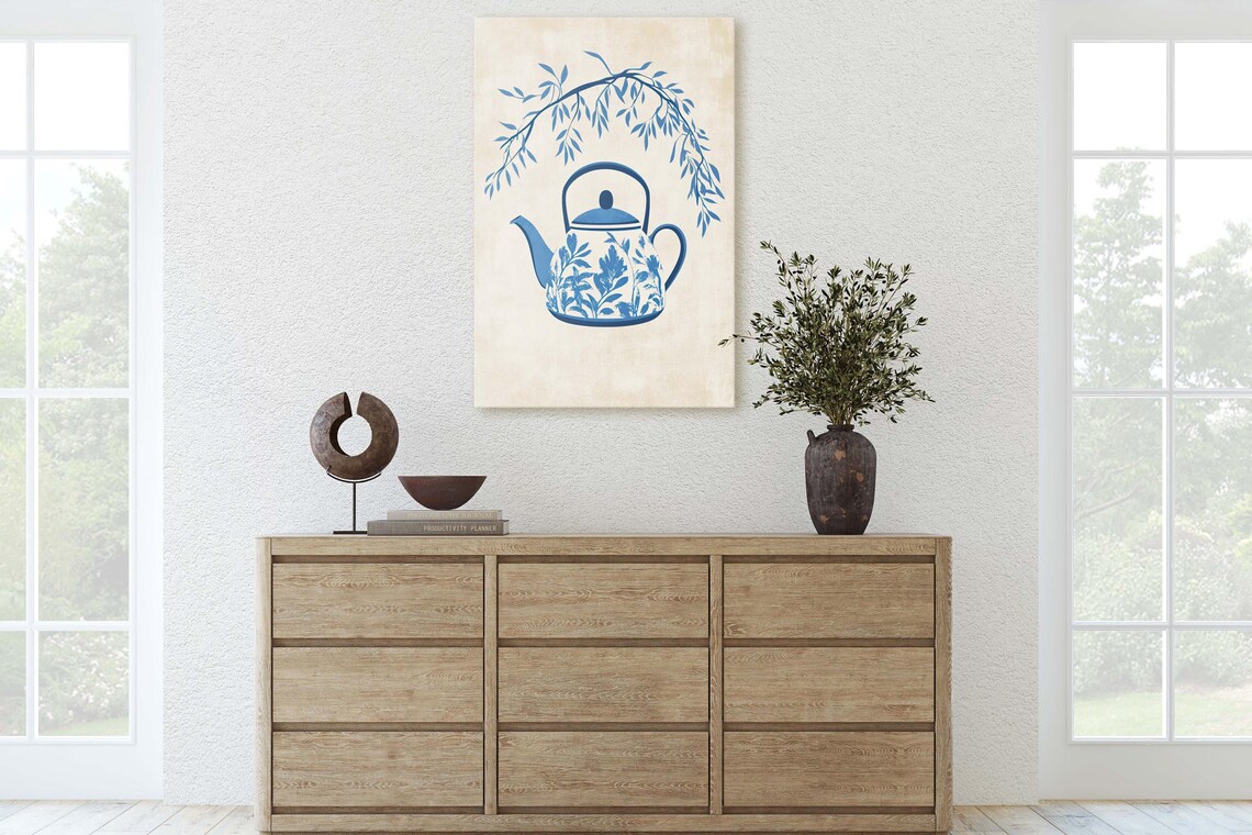 China Teapot Willow Pattern Art Print, Asian Decor - Image 3