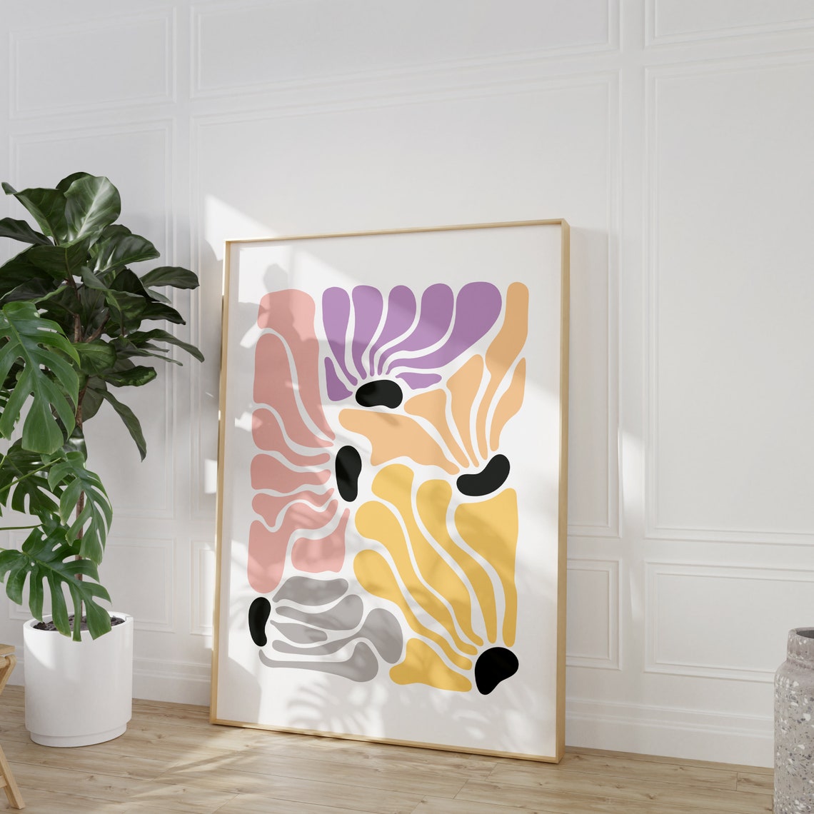 Matisse Style Pastel Abstract Floral Petal Composition Wall Art - Image 2