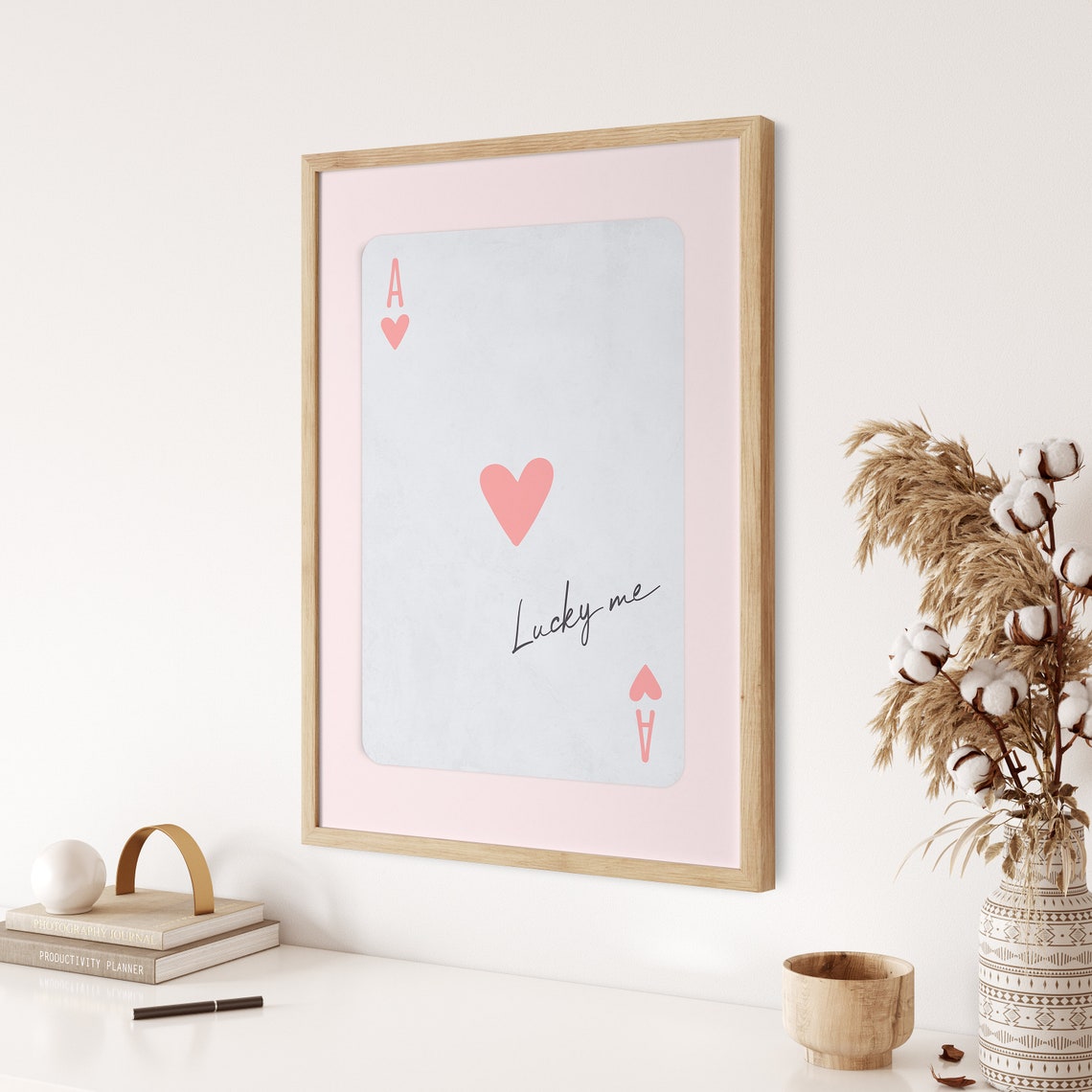 Lucky Me Ace Of Hearts Playing Card Pink Preppy Trendy Poster - Image 2