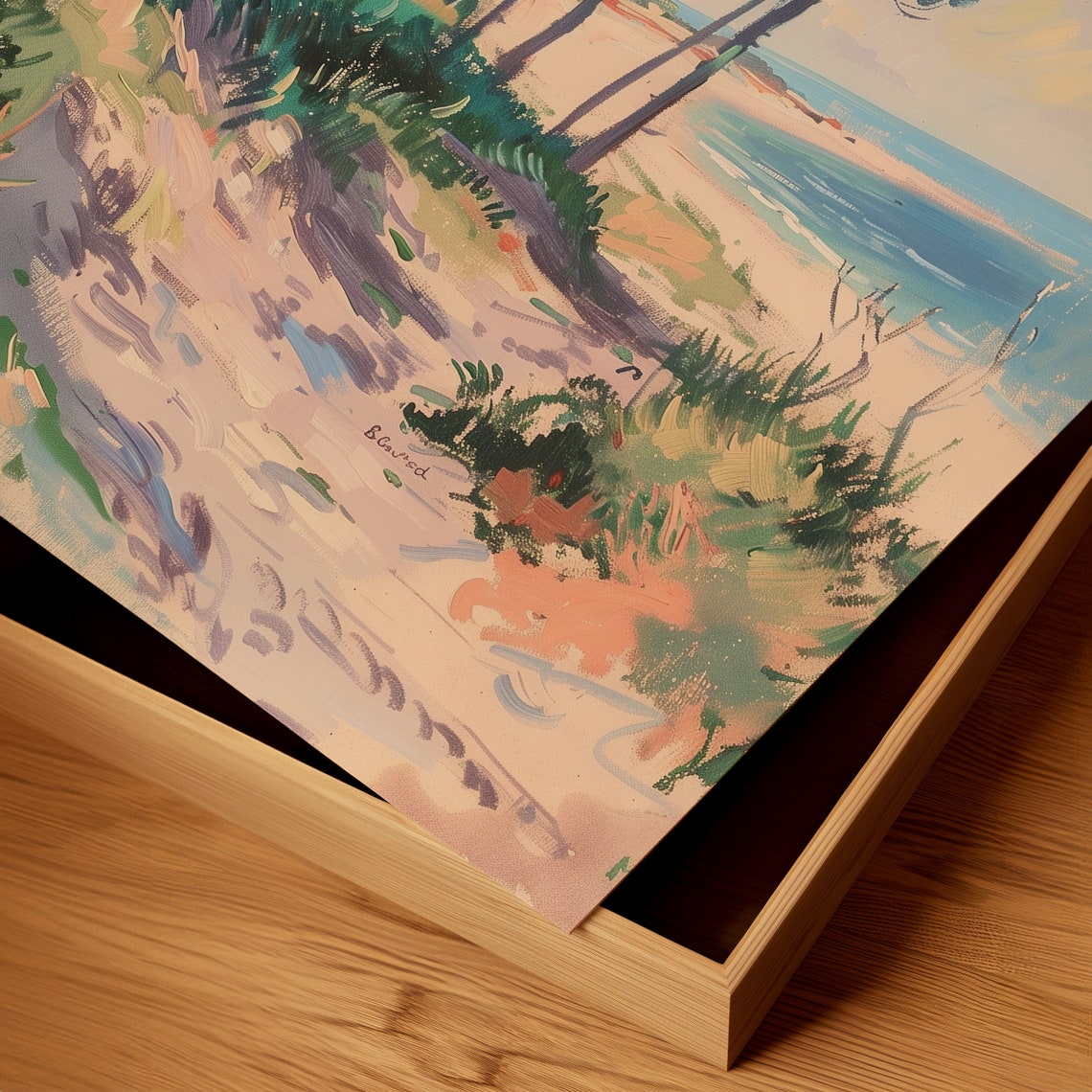 Tall Pines Coastal Dune Beach Impressionist Shoreline Poster - Image 2