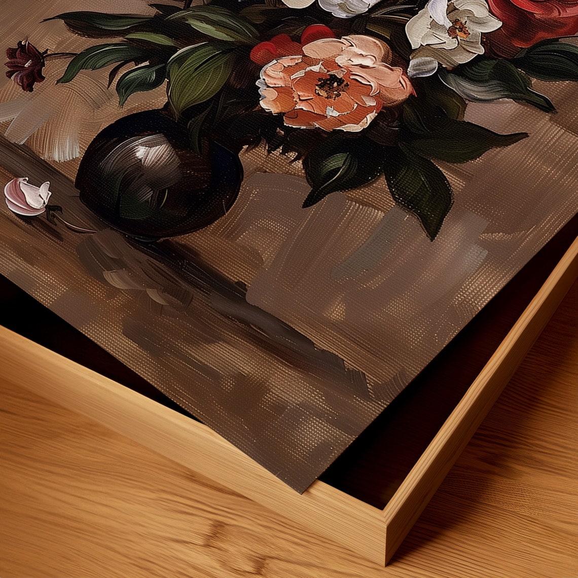 Vintage Flower Painting Floral Still Life Bouquet Botanica Art Farmhouse Decor Flower In Vase Painting Wall Art - Image 2