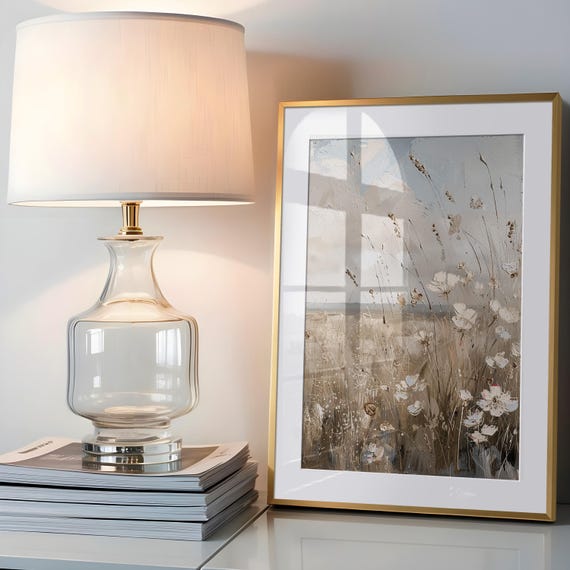 Soft Floral Landscape Painting Pastel Calm Wall Art Abstract Minimalist
