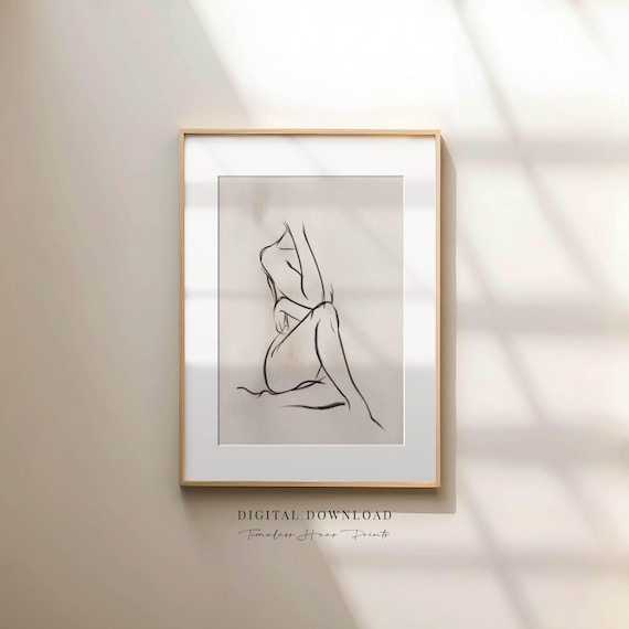 Elegant Seated Woman Single Line Drawing Minimalist Art Poster