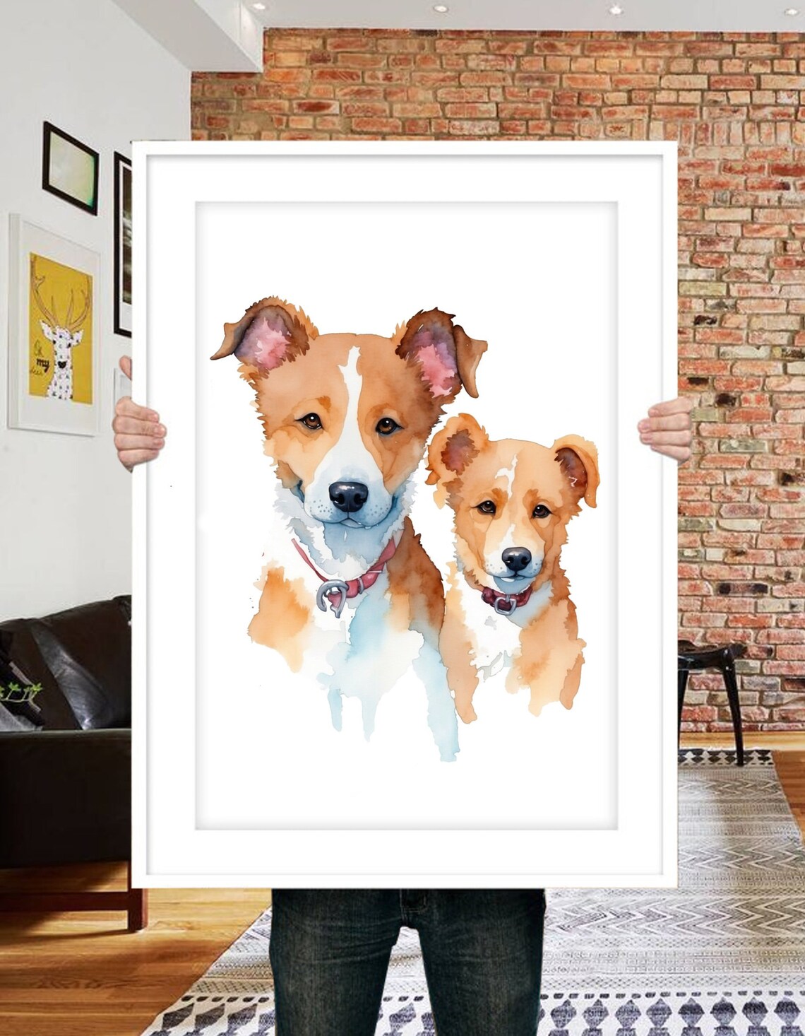 Multi Dog Portrait, Watercolor Pet Memorial Art Print - Image 3
