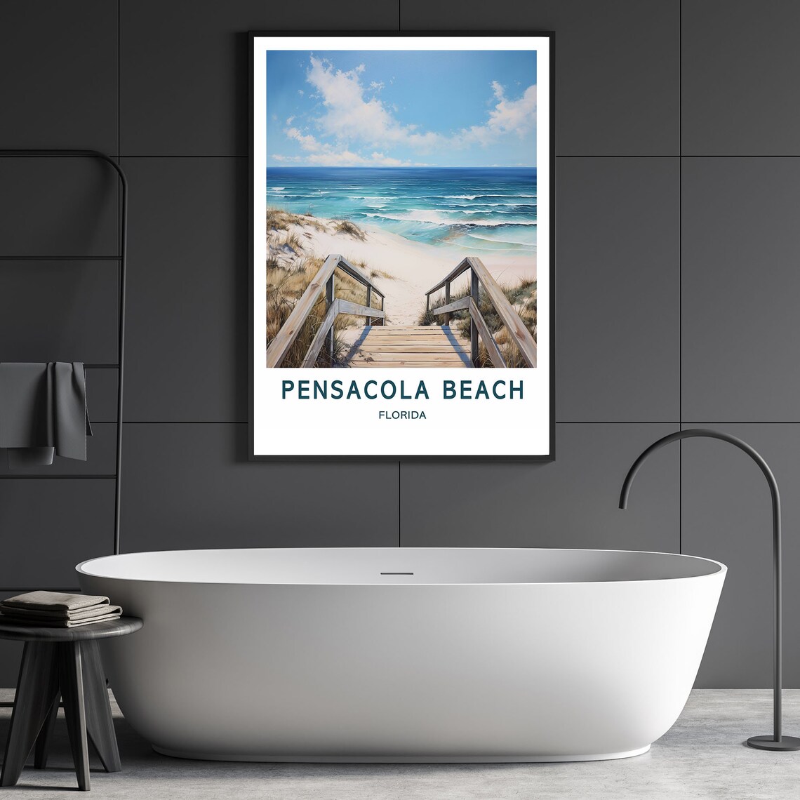 Pensacola Beach Florida Scenic Stairs to Ocean Beach Travel Poster - Image 3