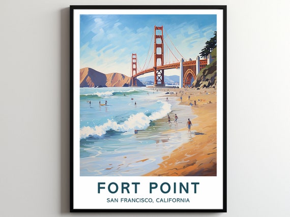 Fort Point Travel Print Wall Art Fort Point Surf Poster Fort Point Surfing Print San Francisco Art Poster