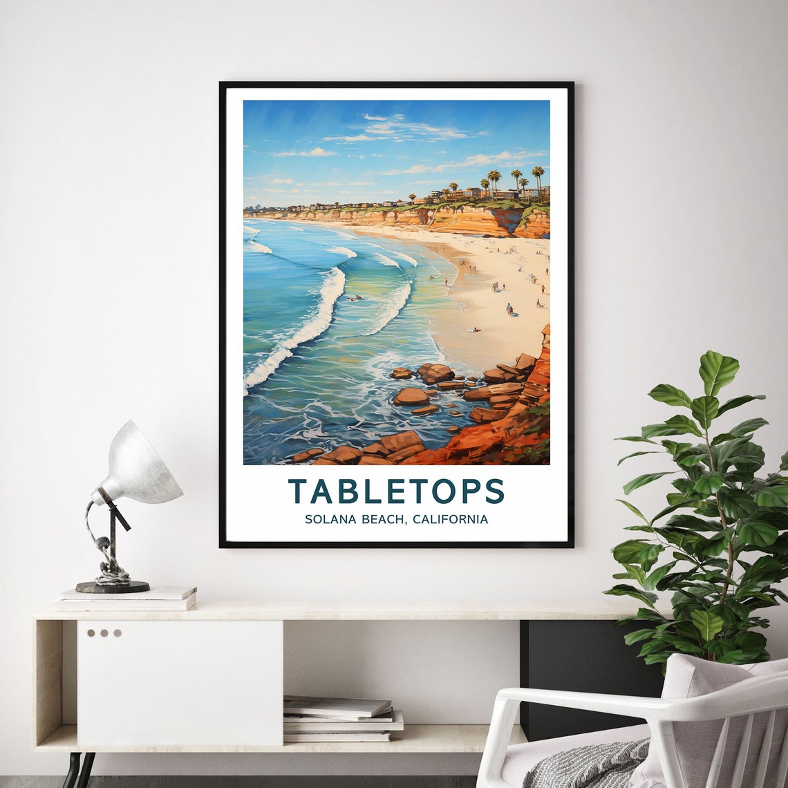 Tabletops Solana Beach California Rocky Coast Surf Waves Poster - Image 3